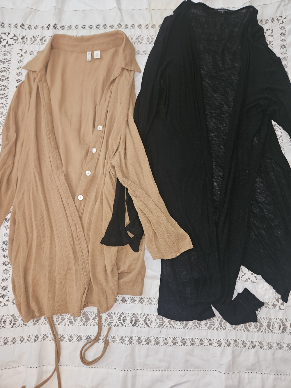 2 Pack Tan and Black Womens Cardigans
